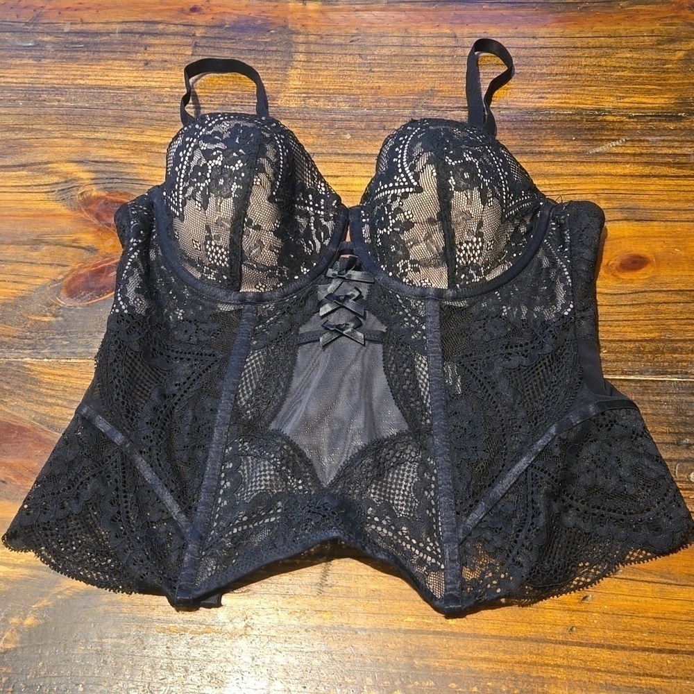Rebecca Mir Hunkmuller Sexy Black Corset Bustier Bra Size 36C